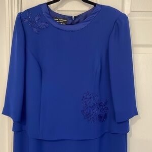 Donna Morgan Royal Blue 3/4 Sleeve formal Dress in size 14WP